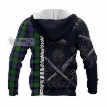 Blair Tartan Knitted Hoodie with Family Crest Cross Sword Thistle Celtic Vibes