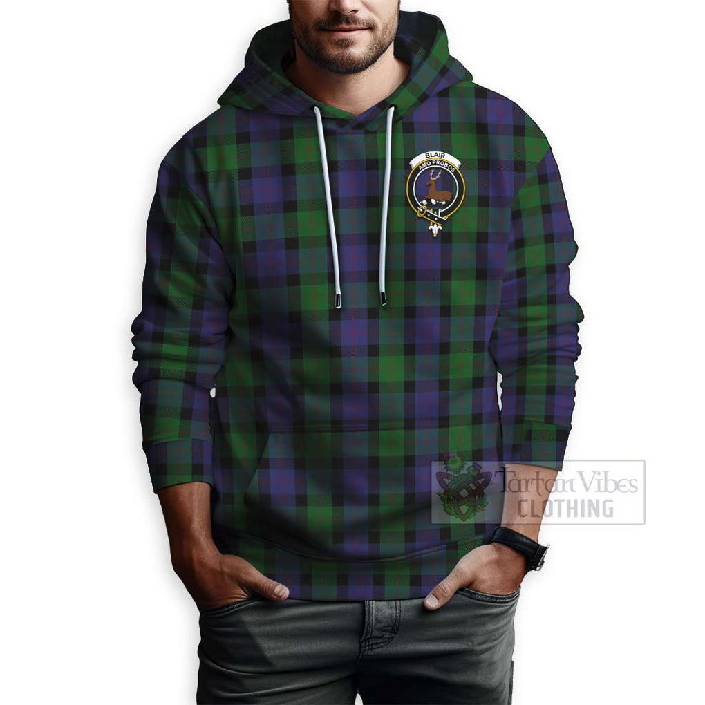 Tartan Vibes Clothing Blair Tartan Hoodie with Family Crest Celtic Skull Style