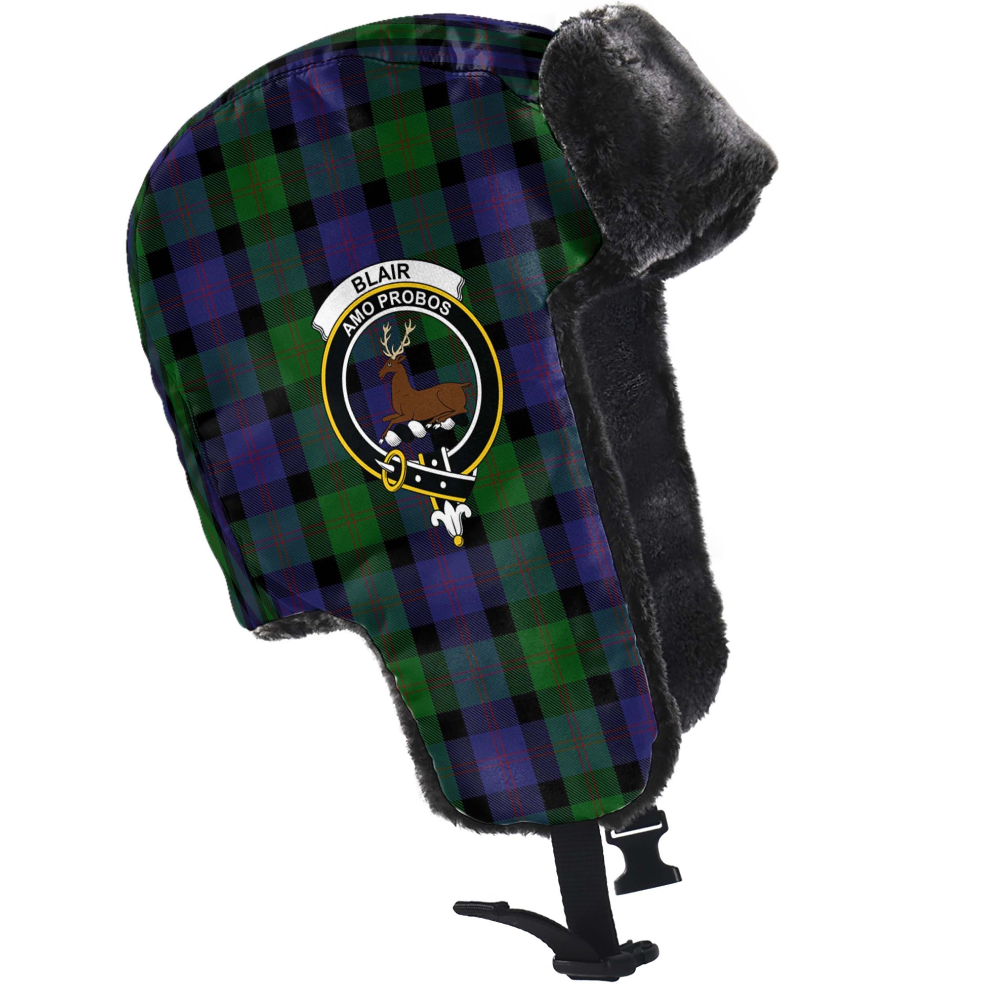 Blair Tartan Winter Trapper Hat with Family Crest - Tartanvibesclothing