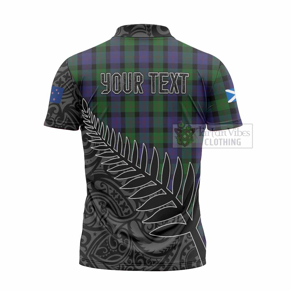 Tartan Vibes Clothing Blair Crest Tartan Zipper Polo Shirt with New Zealand Silver Fern Half Style