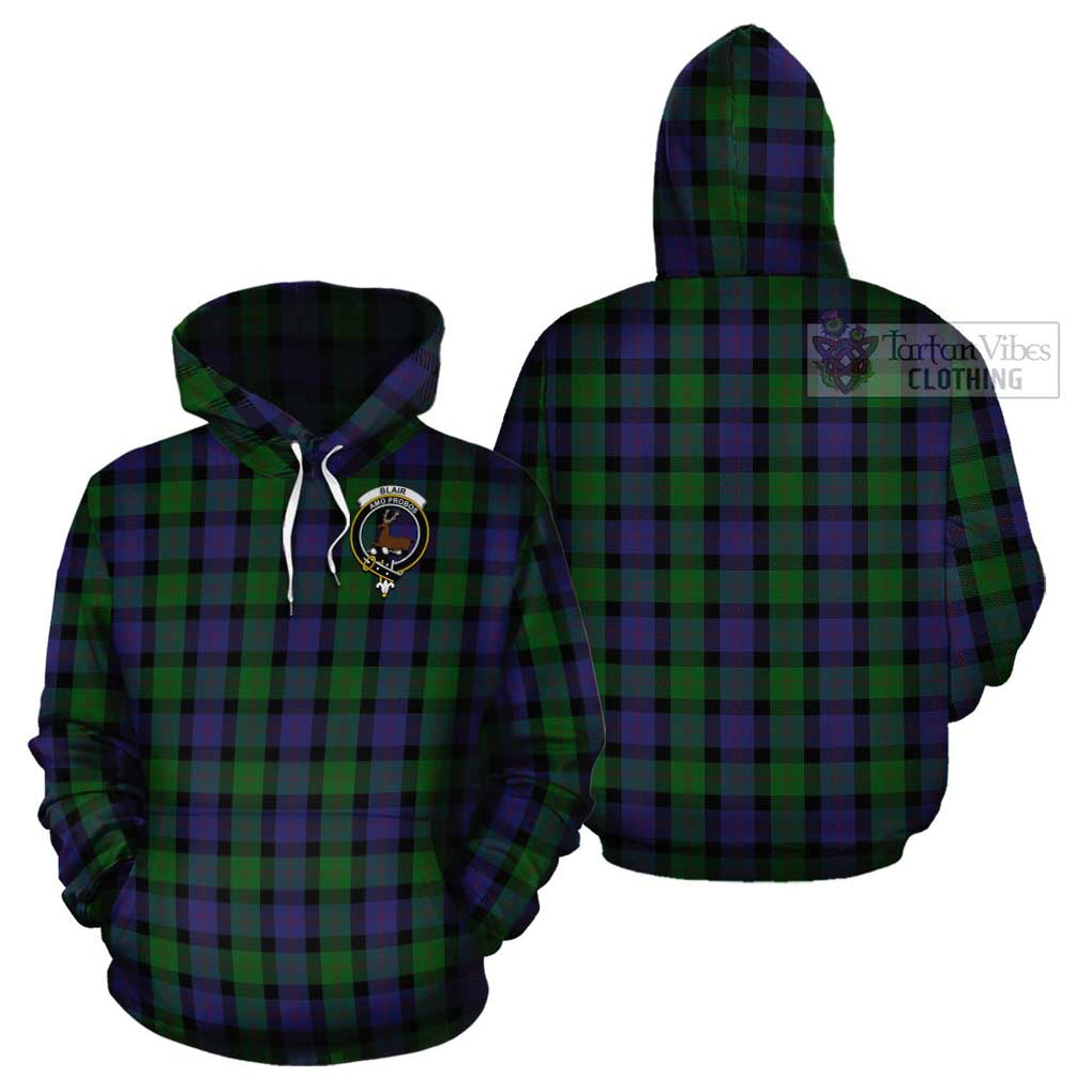 Blair Tartan Cotton Hoodie with Family Crest Pullover Hoodie - Tartan Vibes Clothing