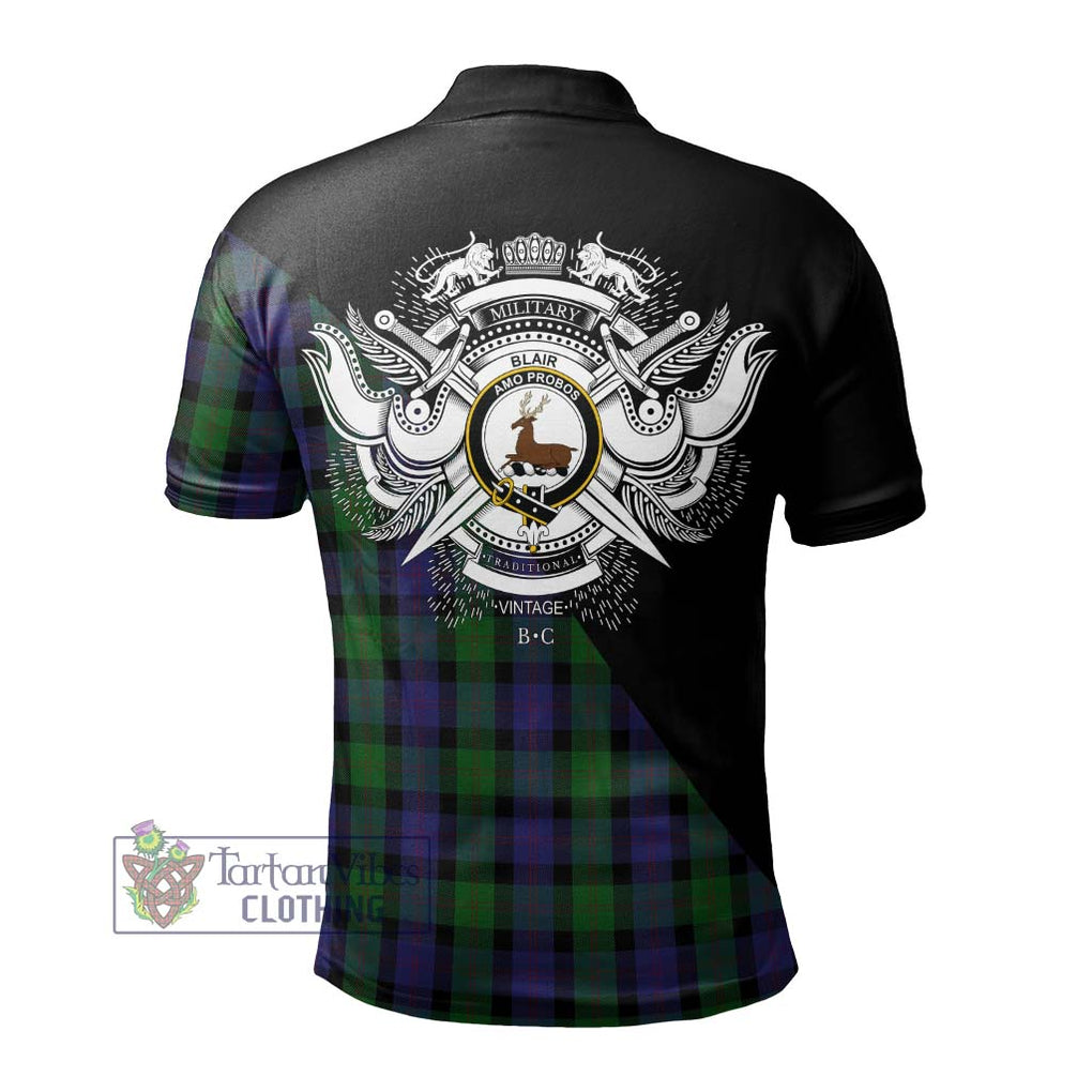 Blair Tartan Polo Shirt with Family Crest and Military Logo Style - Tartanvibesclothing Shop