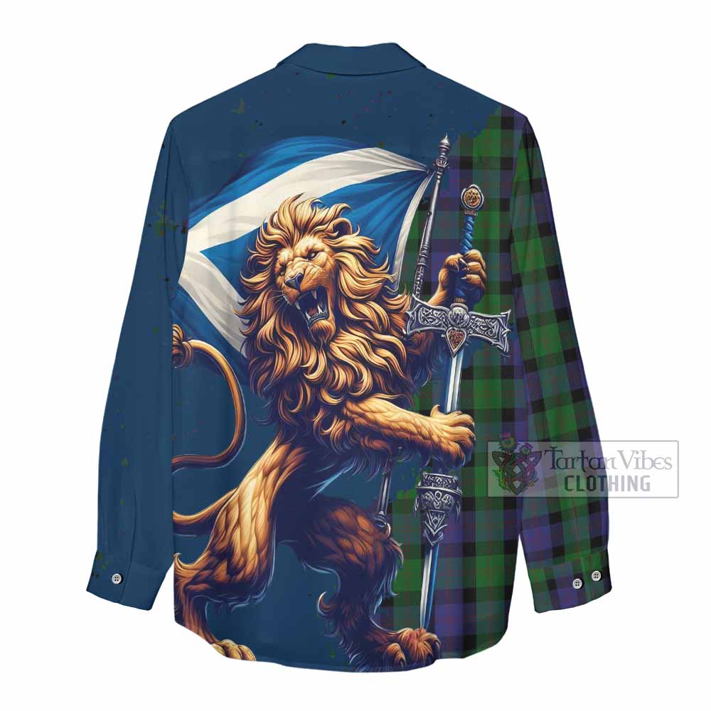 Tartan Vibes Clothing Blair Tartan Family Crest Women's Casual Shirt with Scottish Majestic Lion