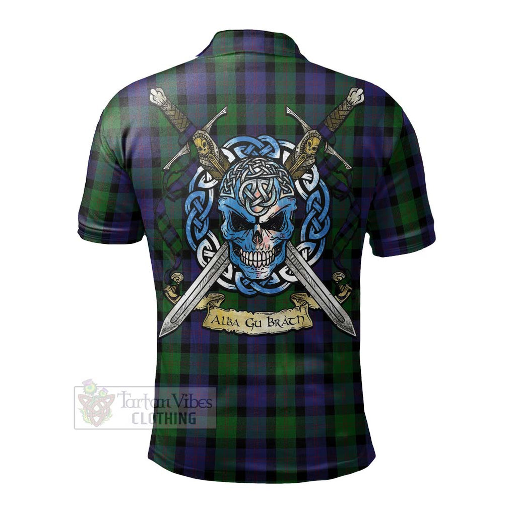 Tartan Vibes Clothing Blair Tartan Polo Shirt with Family Crest Celtic Skull Style