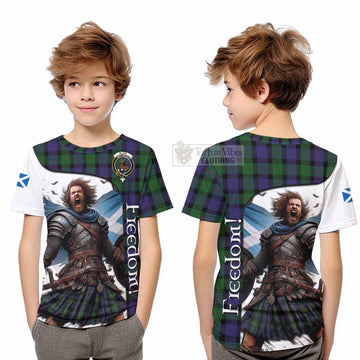 Blair Crest Tartan Kid T-Shirt Inspired by the Freedom of Scottish Warrior