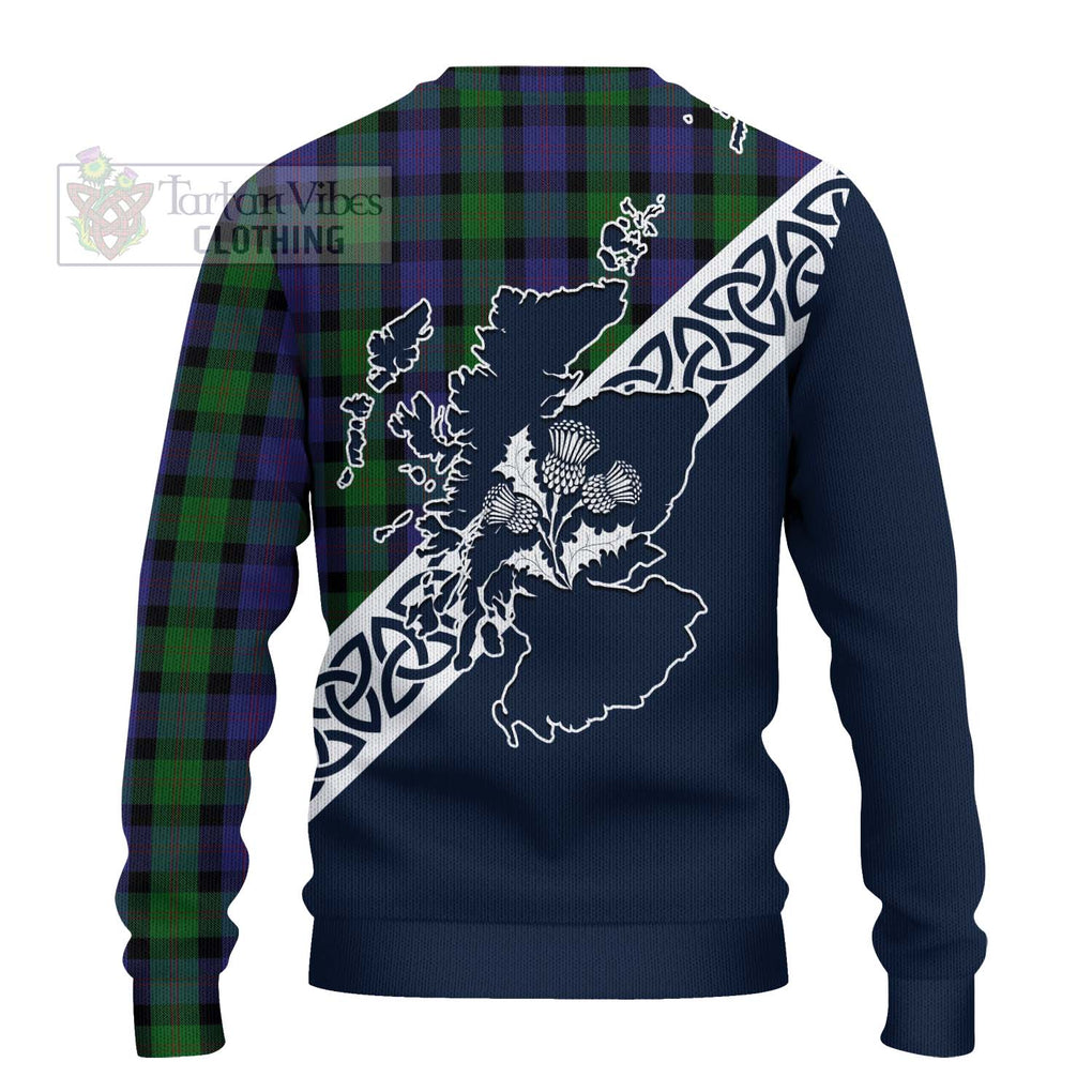 Tartan Vibes Clothing Blair Tartan Knitted Sweater Featuring Thistle and Scotland Map