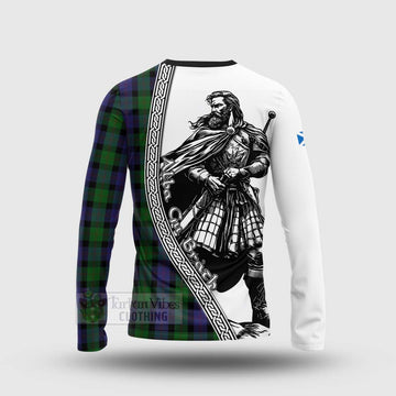 Blair Tartan Clan Crest Long Sleeve T-Shirt with Highlander Warrior Celtic Style