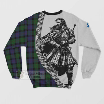 Blair Tartan Clan Crest Sweatshirt with Highlander Warrior Celtic Style