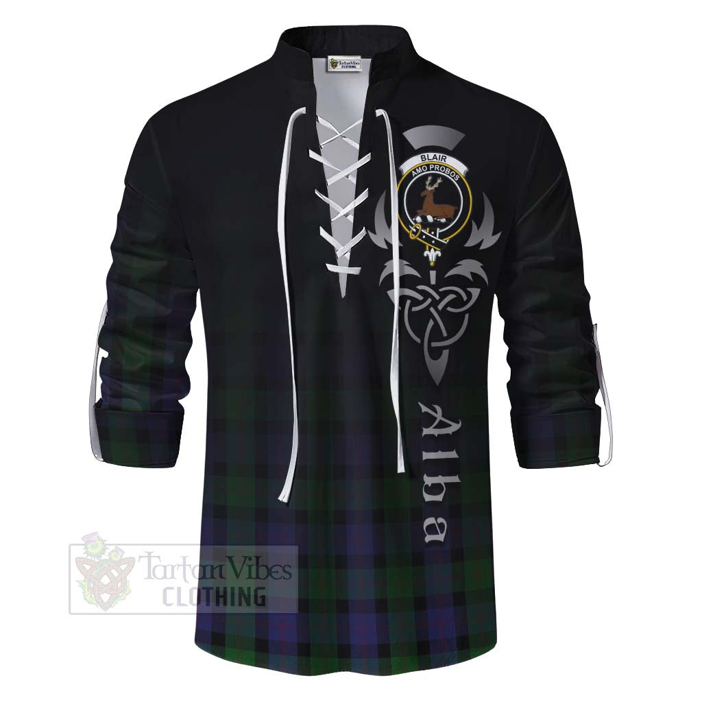 Tartan Vibes Clothing Blair Tartan Ghillie Kilt Shirt Featuring Alba Gu Brath Family Crest Celtic Inspired