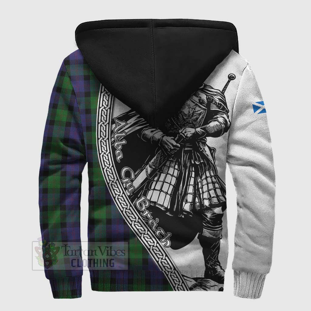 Tartan Vibes Clothing Blair Tartan Clan Crest Sherpa Hoodie with Highlander Warrior Celtic Style