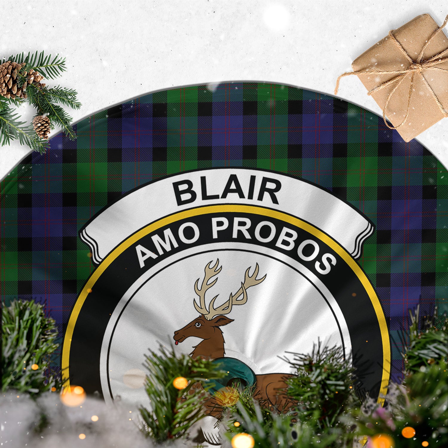 Blair Tartan Christmas Tree Skirt with Family Crest - Tartanvibesclothing