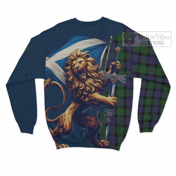 Blair Tartan Family Crest Sweatshirt with Scottish Majestic Lion