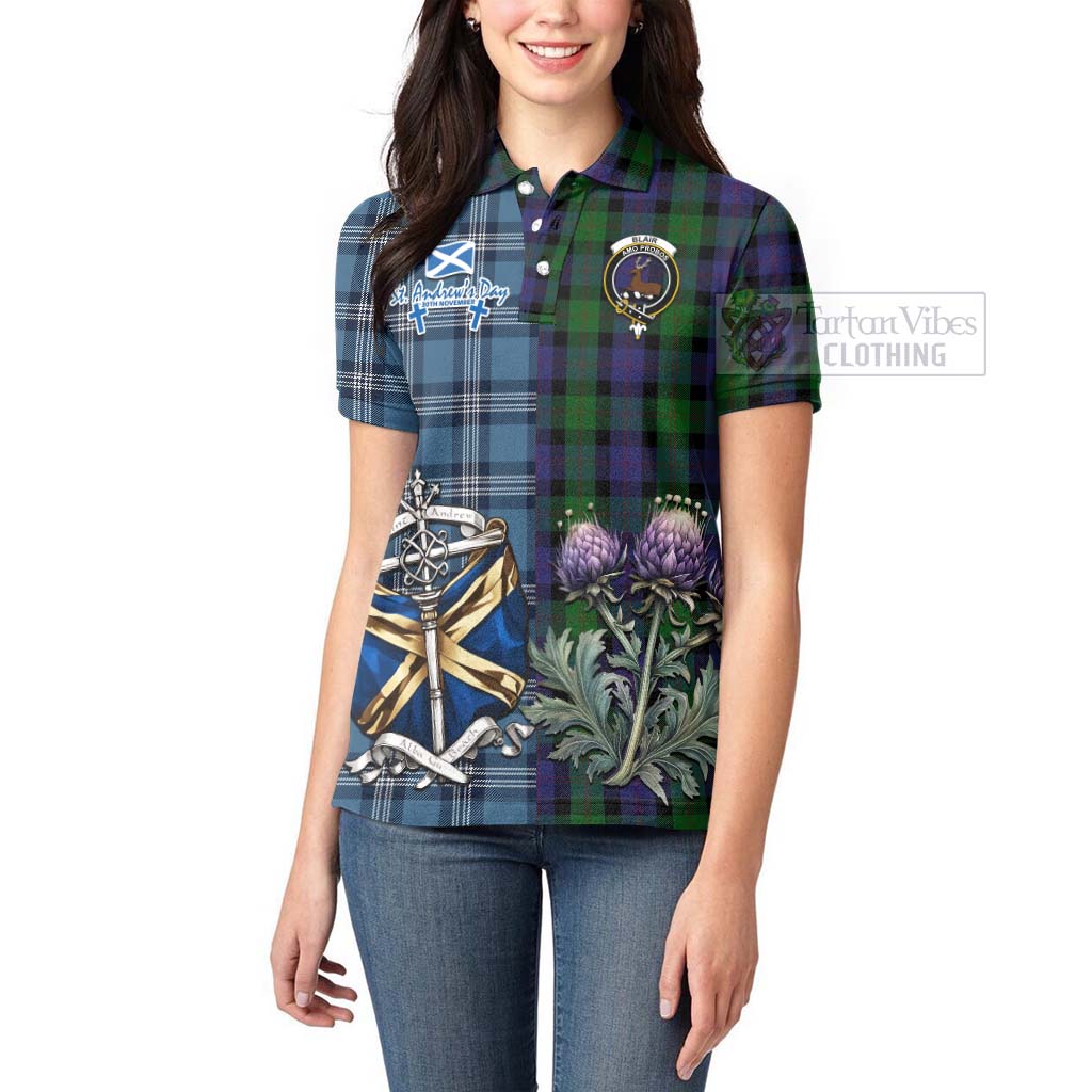 Tartan Vibes Clothing Blair Tartan Women's Polo Shirt Happy St. Andrew's Day Half Tartan Style