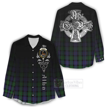 Blair Tartan Women's Casual Shirt Featuring Alba Gu Brath Family Crest Celtic Inspired