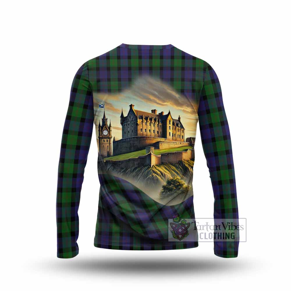 Blair Tartan Family Crest Long Sleeve T-Shirt with Scottish Ancient Castle Style - Tartan Vibes Clothing