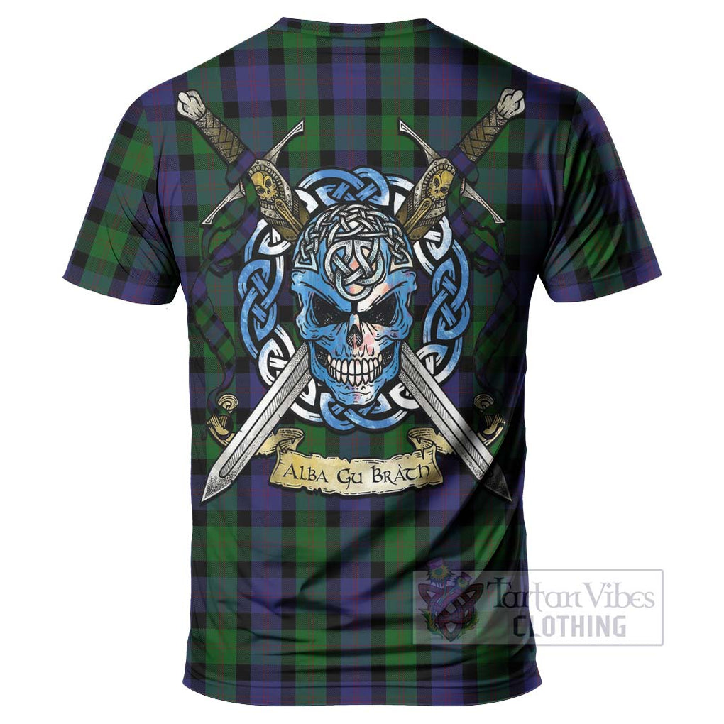 Tartan Vibes Clothing Blair Tartan T-Shirt with Family Crest Celtic Skull Style