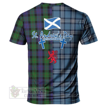 Blair Tartan T-Shirt Happy St. Andrew's Day Half Tartan Style