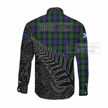 Blair Crest Tartan Long Sleeve Button Shirt with New Zealand Silver Fern Half Style