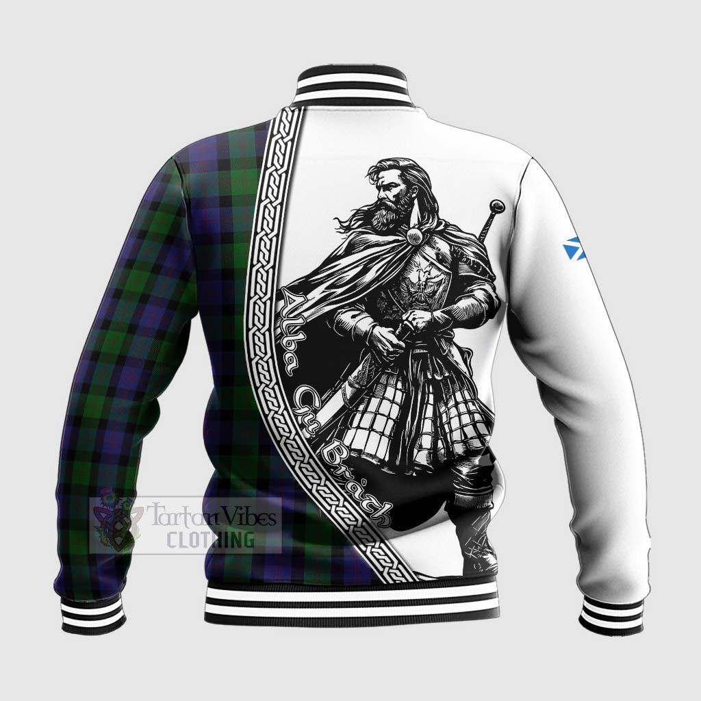 Tartan Vibes Clothing Blair Tartan Clan Crest Baseball Jacket with Highlander Warrior Celtic Style