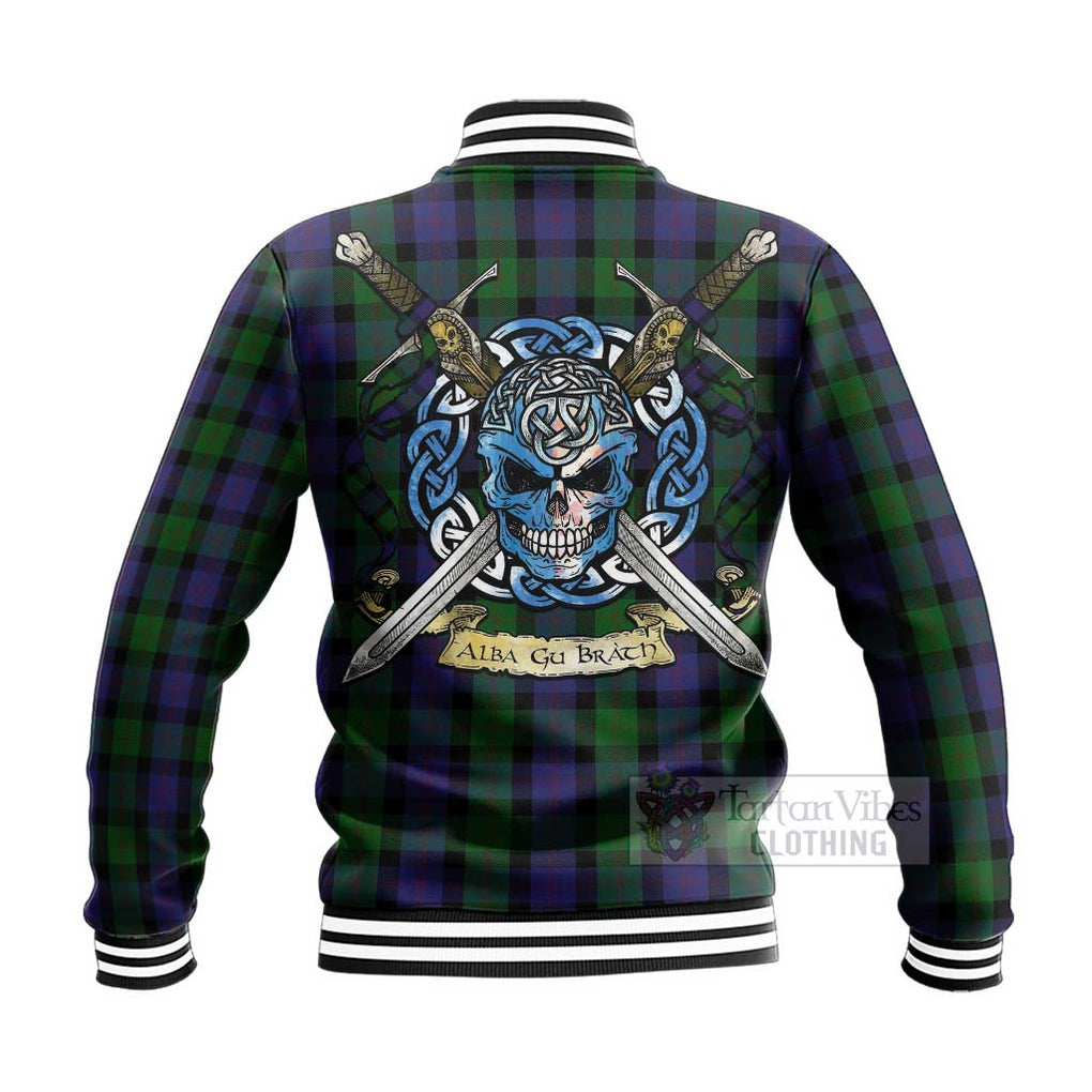 Tartan Vibes Clothing Blair Tartan Baseball Jacket with Family Crest Celtic Skull Style