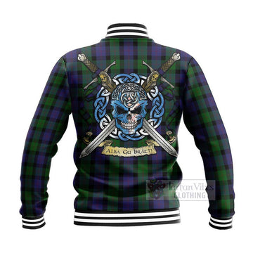 Blair Tartan Baseball Jacket with Family Crest Celtic Skull Style