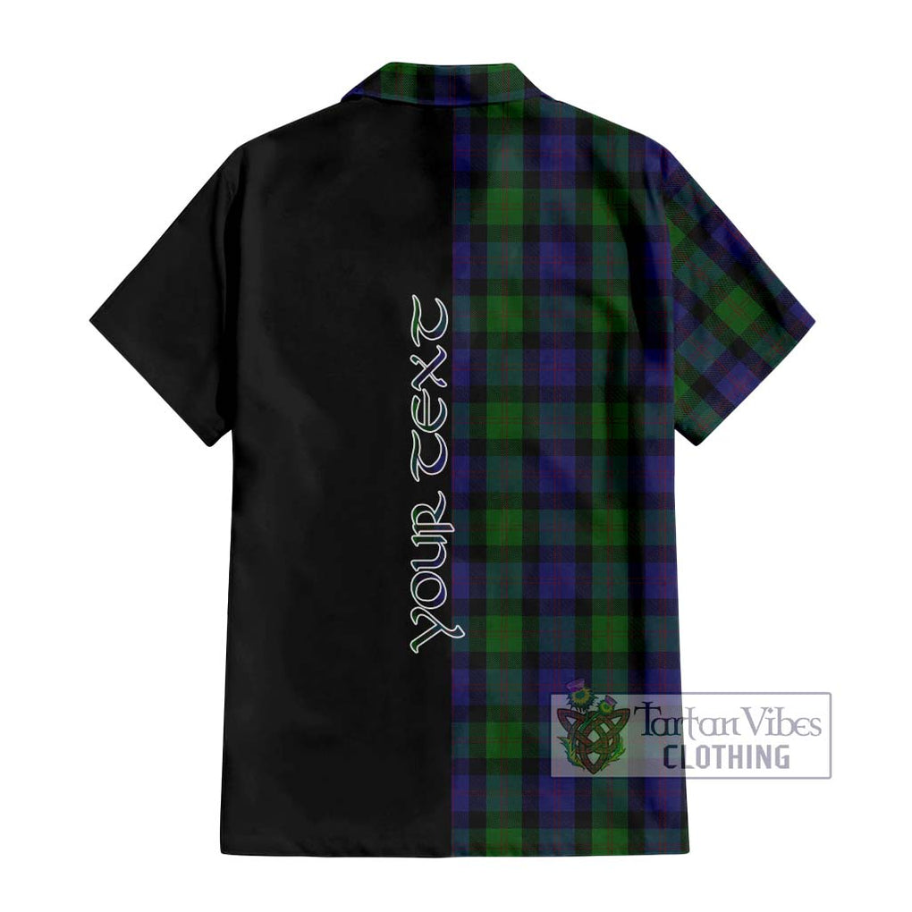 Blair Tartan Short Sleeve Button Shirt with Family Crest and Half Of Me Style - Tartanvibesclothing Shop