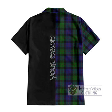 Blair Tartan Short Sleeve Button Shirt with Family Crest and Half Of Me Style