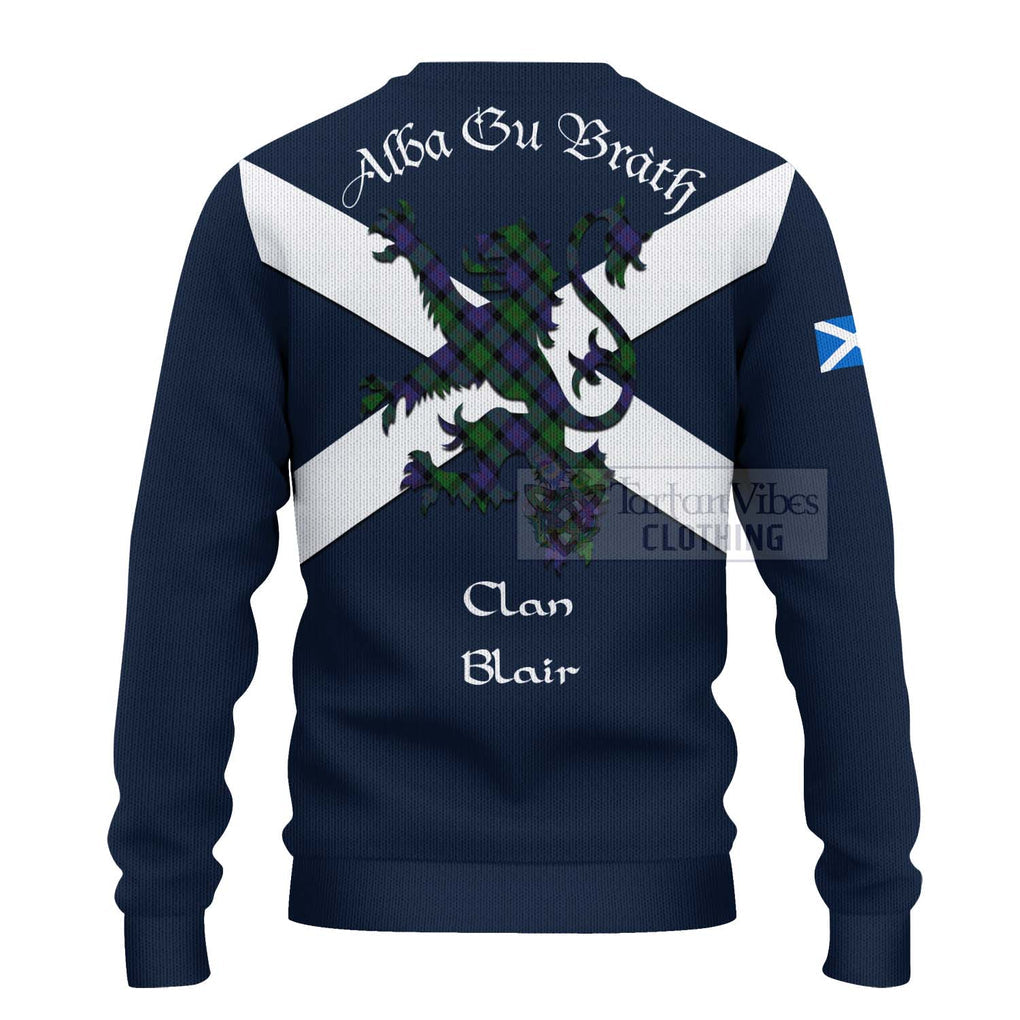 Tartan Vibes Clothing Blair Tartan Lion Rampant Knitted Sweater – Proudly Display Your Heritage with Alba Gu Brath and Clan Name