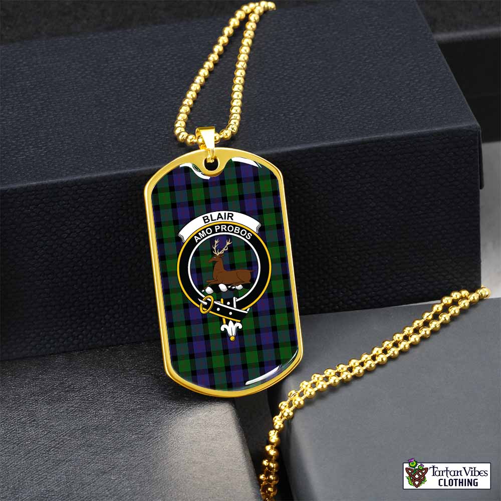 Tartan Vibes Clothing Blair Tartan Dog Tag Necklace with Family Crest