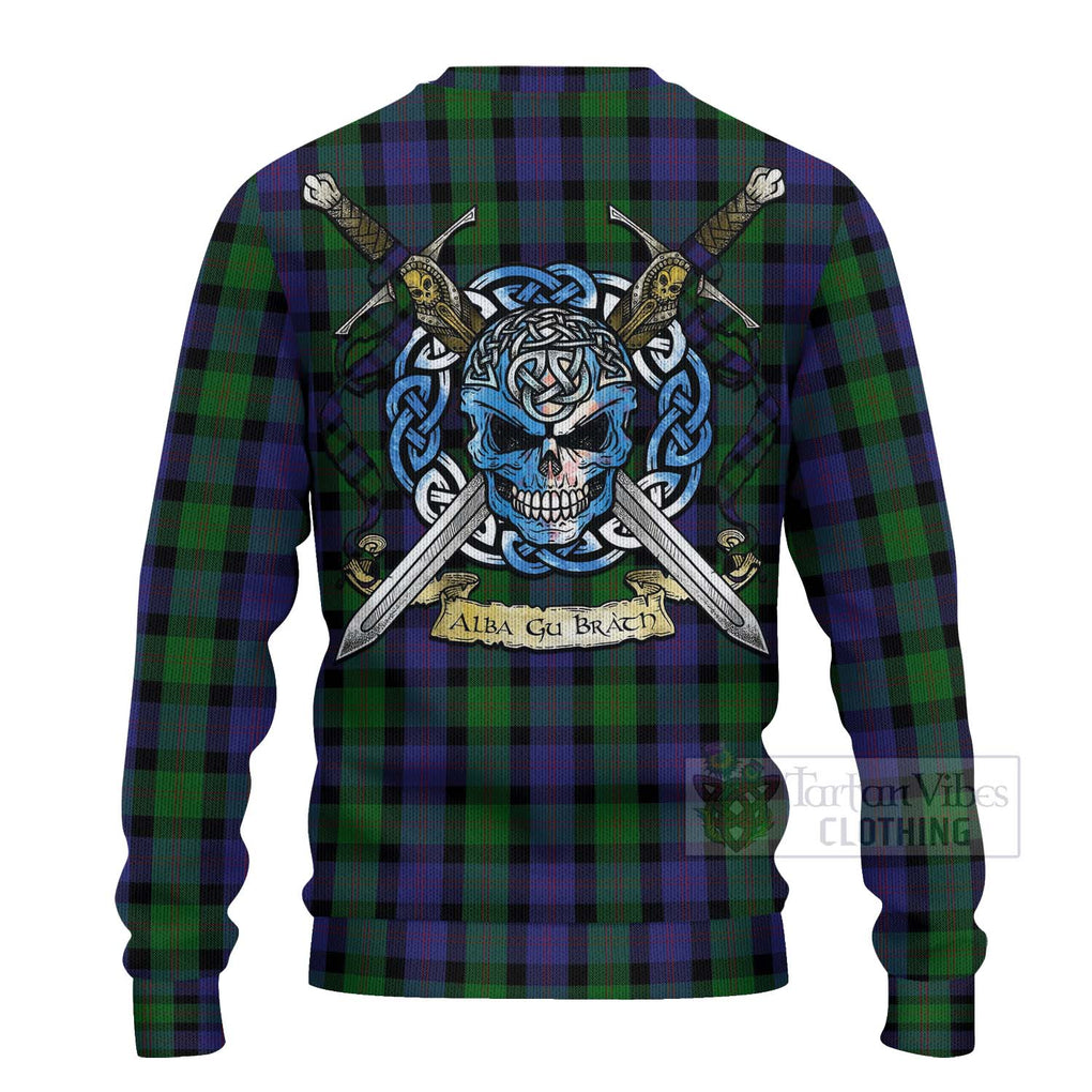 Tartan Vibes Clothing Blair Tartan Knitted Sweater with Family Crest Celtic Skull Style