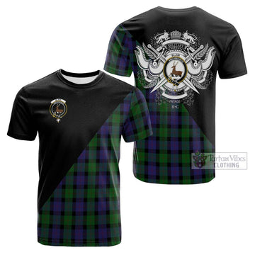 Blair Tartan Cotton T-shirt with Family Crest and Military Logo Style