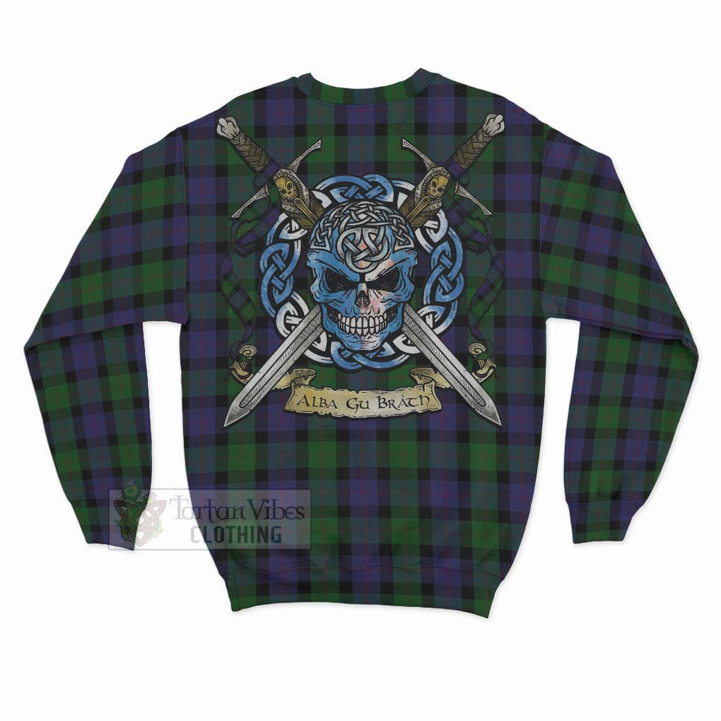 Tartan Vibes Clothing Blair Tartan Sweatshirt with Family Crest Celtic Skull Style