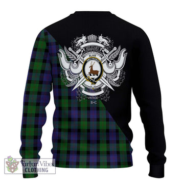 Blair Tartan Ugly Sweater with Family Crest and Military Logo Style