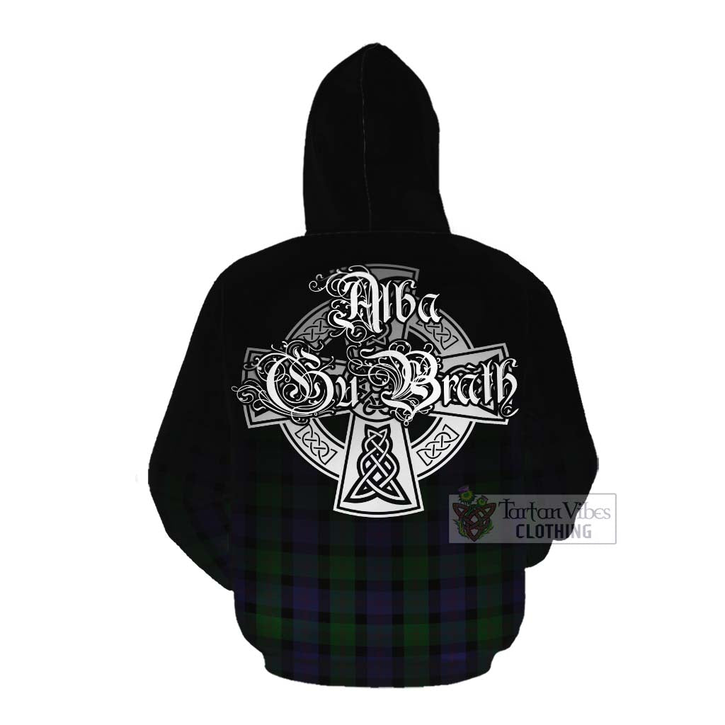 Tartan Vibes Clothing Blair Tartan Cotton Hoodie Featuring Alba Gu Brath Family Crest Celtic Inspired