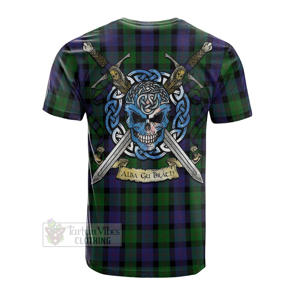 Tartan Vibes Clothing Blair Tartan Cotton T-shirt with Family Crest Celtic Skull Style