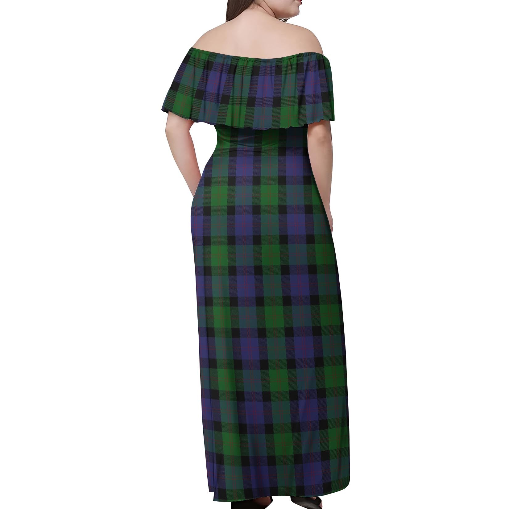 Blair Tartan Off Shoulder Long Dress - Tartanvibesclothing