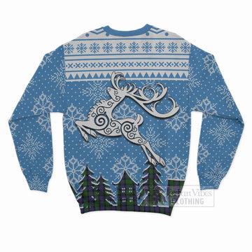 Blair Clan Christmas Sweatshirt Celtic Reindeer Style