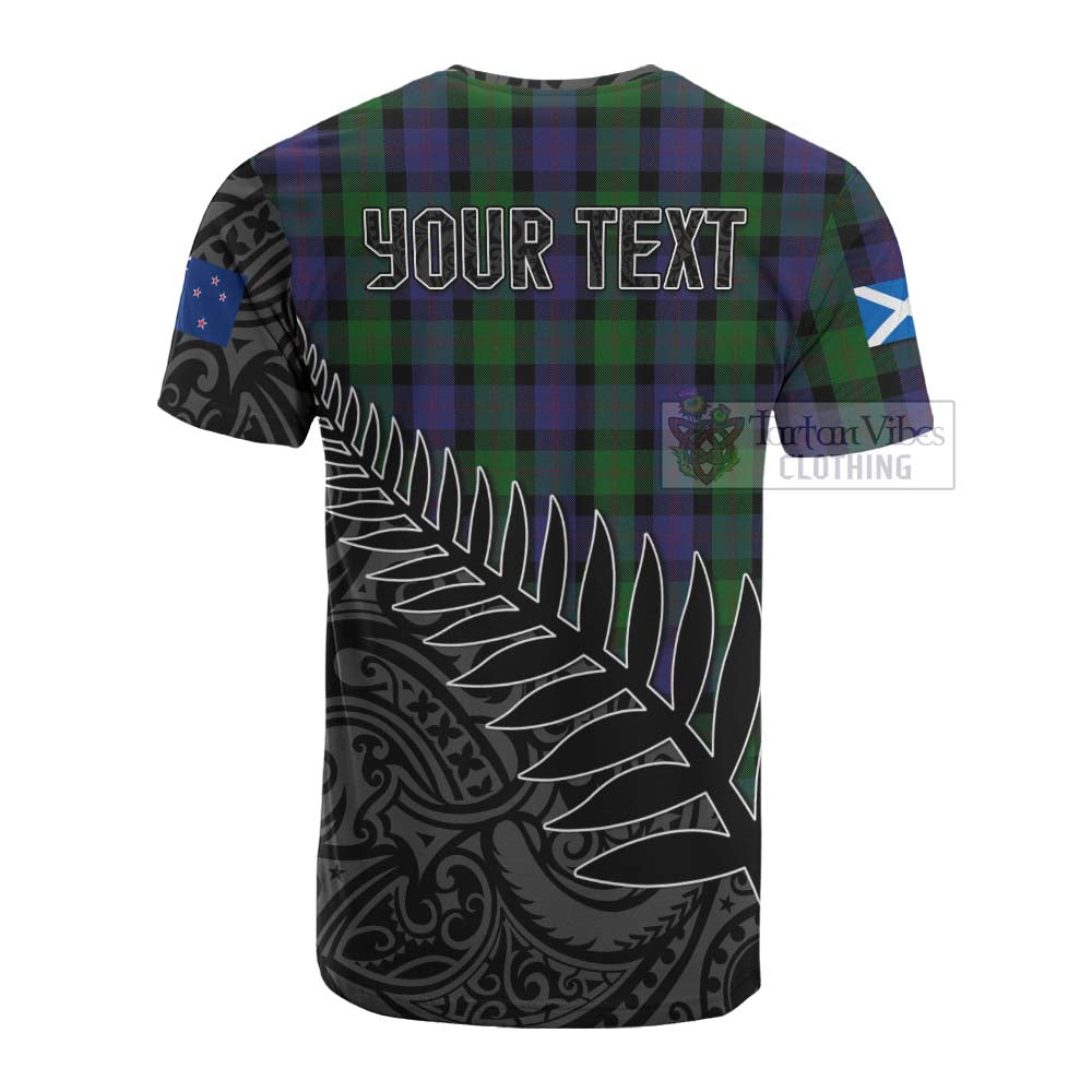 Tartan Vibes Clothing Blair Crest Tartan Cotton T-shirt with New Zealand Silver Fern Half Style