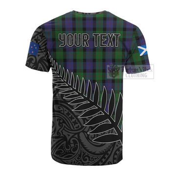 Blair Crest Tartan Cotton T-shirt with New Zealand Silver Fern Half Style