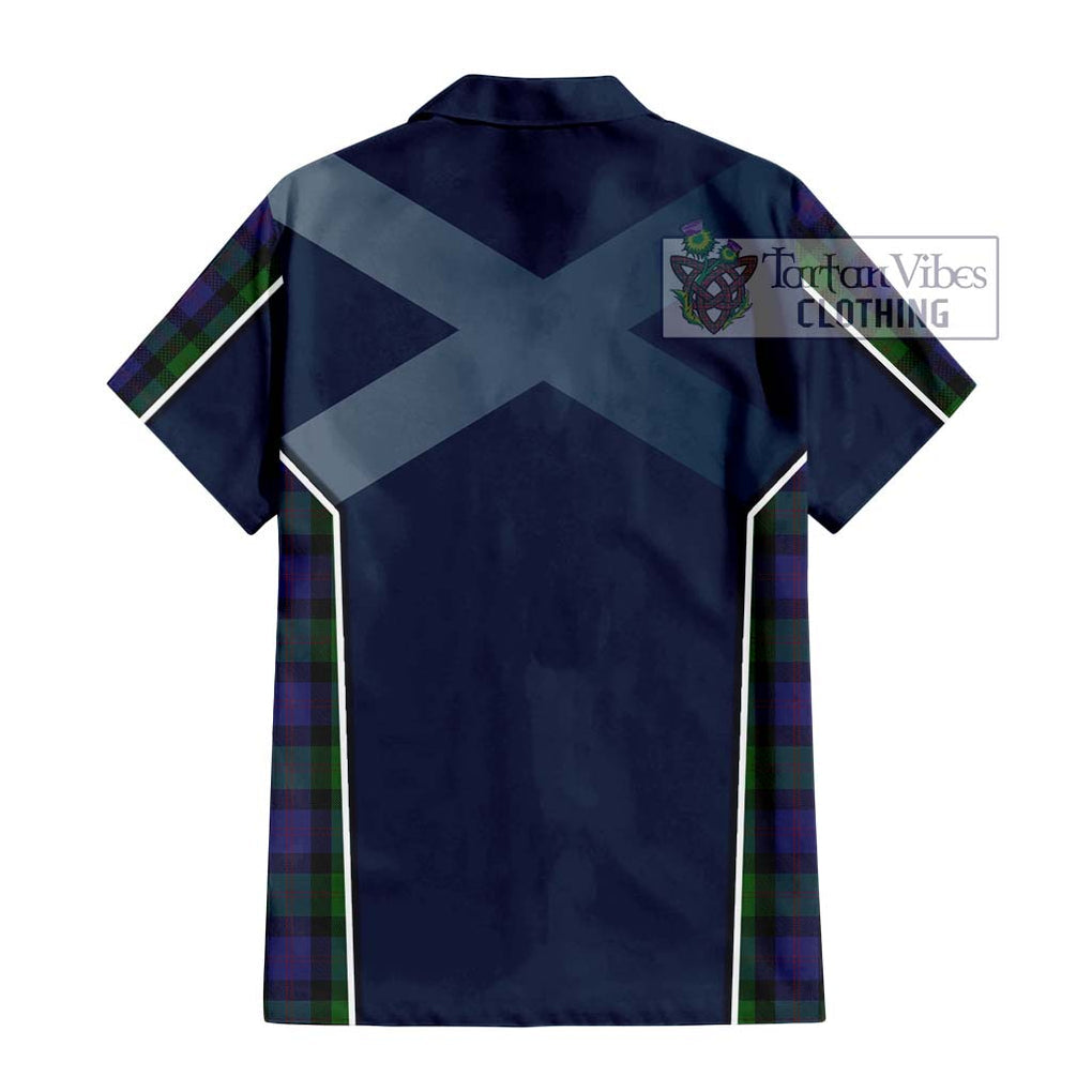 Blair Tartan Short Sleeve Button Shirt with Family Crest and Lion Rampant Vibes Sport Style - Tartan Vibes Clothing