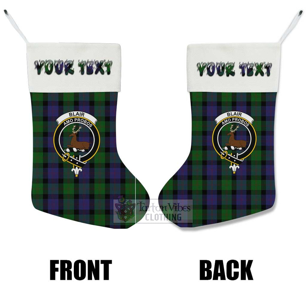 Tartan Vibes Clothing Blair Tartan Family Crest Christmas Stocking with Personalized Text