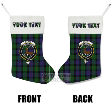 Blair Tartan Family Crest Christmas Stocking with Personalized Text