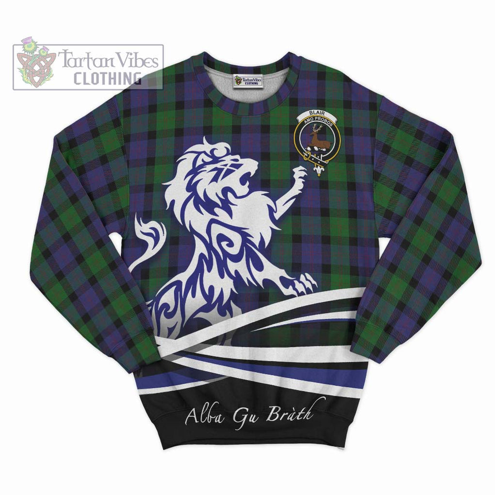 Blair Tartan Sweatshirt with Alba Gu Brath Regal Lion Emblem - Tartanvibesclothing Shop