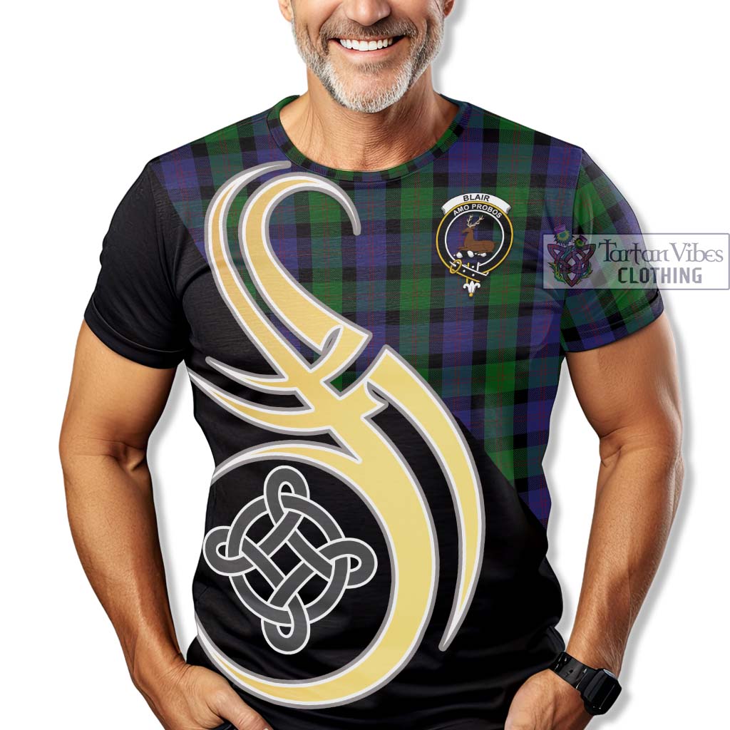 Tartan Vibes Clothing Blair Tartan T-Shirt with Family Crest and Celtic Symbol Style