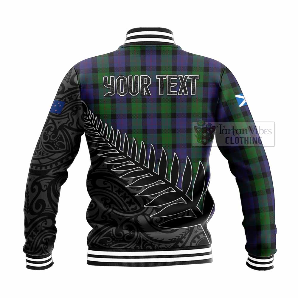 Tartan Vibes Clothing Blair Crest Tartan Baseball Jacket with New Zealand Silver Fern Half Style