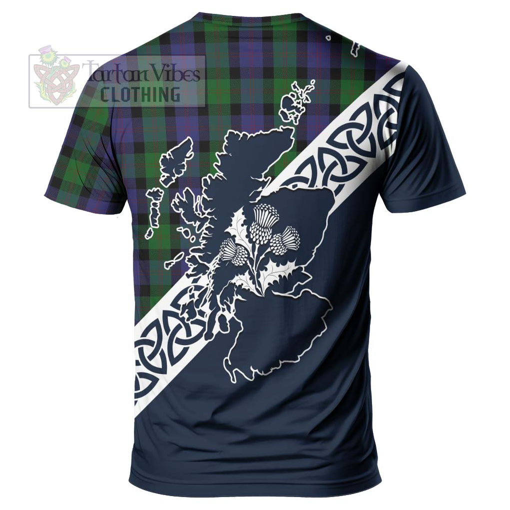 Blair Tartan T-Shirt Featuring Thistle and Scotland Map