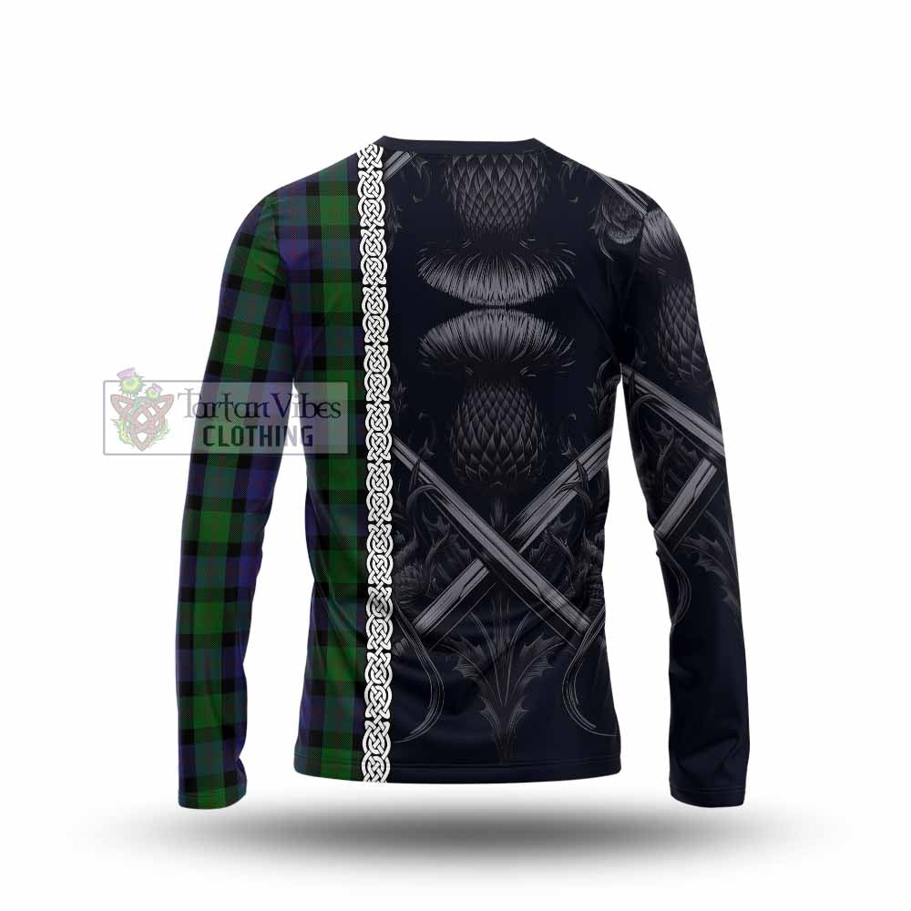 Tartan Vibes Clothing Blair Tartan Long Sleeve T-Shirt with Family Crest Cross Sword Thistle Celtic Vibes