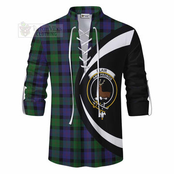 Blair Tartan Ghillie Kilt Shirt with Family Crest Circle Style