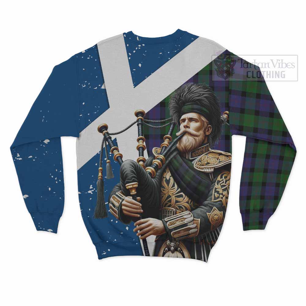 Tartan Vibes Clothing Blair Tartan Sweatshirt with Family Crest Scottish Bagpiper Vibes