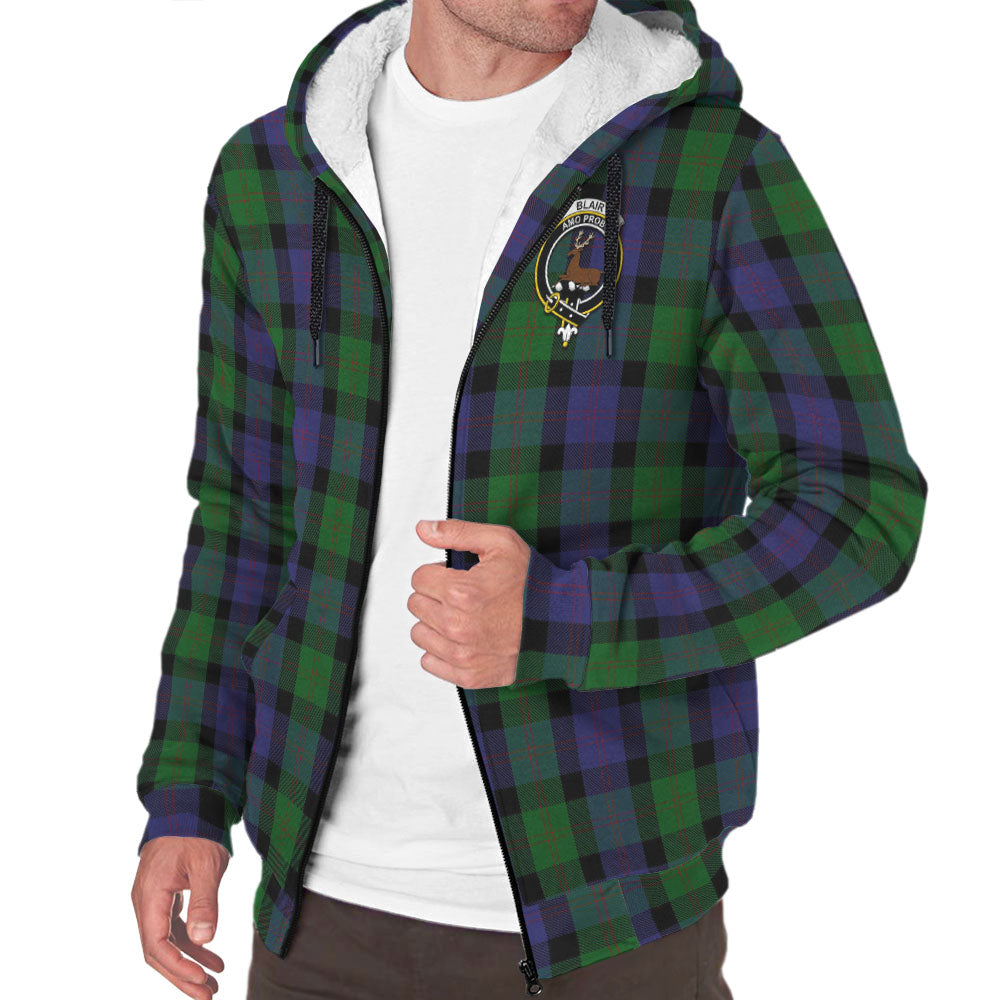 Blair Tartan Sherpa Hoodie with Family Crest - Tartanvibesclothing